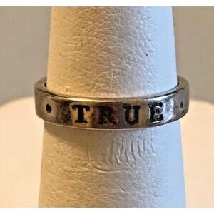 "TRUE LOVE WAITS" STERLING SILVER RING BAND  SIZE 5 SKY